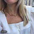 Joolim Jewelry's 18K Gold Plated Link Chain Necklace Trendy Geometric Stainless Steel for Anniversaries