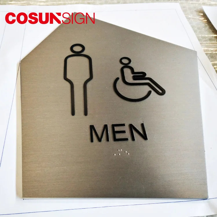 COSUN Modern Style Braille Toilet Door Plate for Hotel Restrooms Made in China