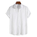 New Summer Men's Fashion Trend Casual Button up Short-sleeved Striped Printed Shirt