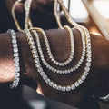 Hiphop Iced Out Cubic Zircon Tennis Chain Women Men 18K Gold Plated Stainless Steel Diamond Tennis Necklace Mens Bracelet