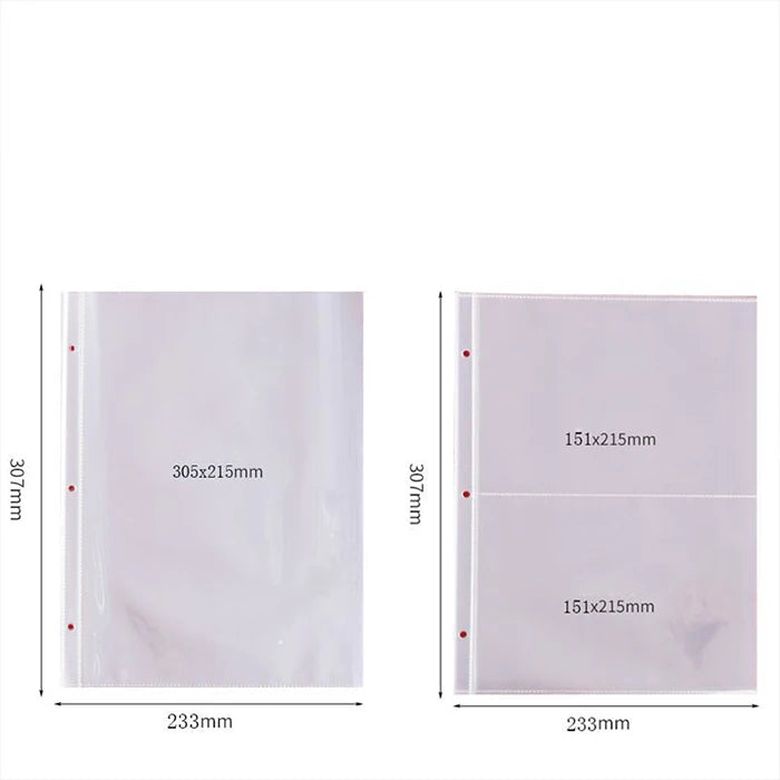 Transparent PVC A4 Document File Storage Insert Bag with 3 Holes Protective Presentation Folder