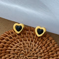 New Arrival Titanium Steel Luxury Agate Earrings Lover Black Onyx Heart Small Stud Earrings for Women