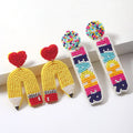 2025 New Arrivals  Pencil with Heart Earrings for Women Handmade Seed Bead TEACHER Statement Drop Precious Beaded Earrings Jew
