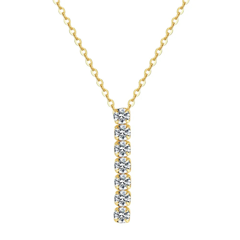 RINNTIN SN346 925 Silver Jewelry 1 Inch Zirconia Bar Pendant Necklace for Women in 925 Sterling Silver Extended Chain Necklace