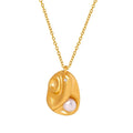 Women Fashion Design Personalized Jewelry 18k Gold Plated Stainless Steel Irregular Shape Pearl Cubic Zircon Pendant Necklace