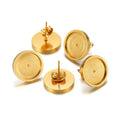 Gold Plated Flat Stud Earring Base Setting Blank Earring Cabochon Tray DIY Jewelry Making Wholesale