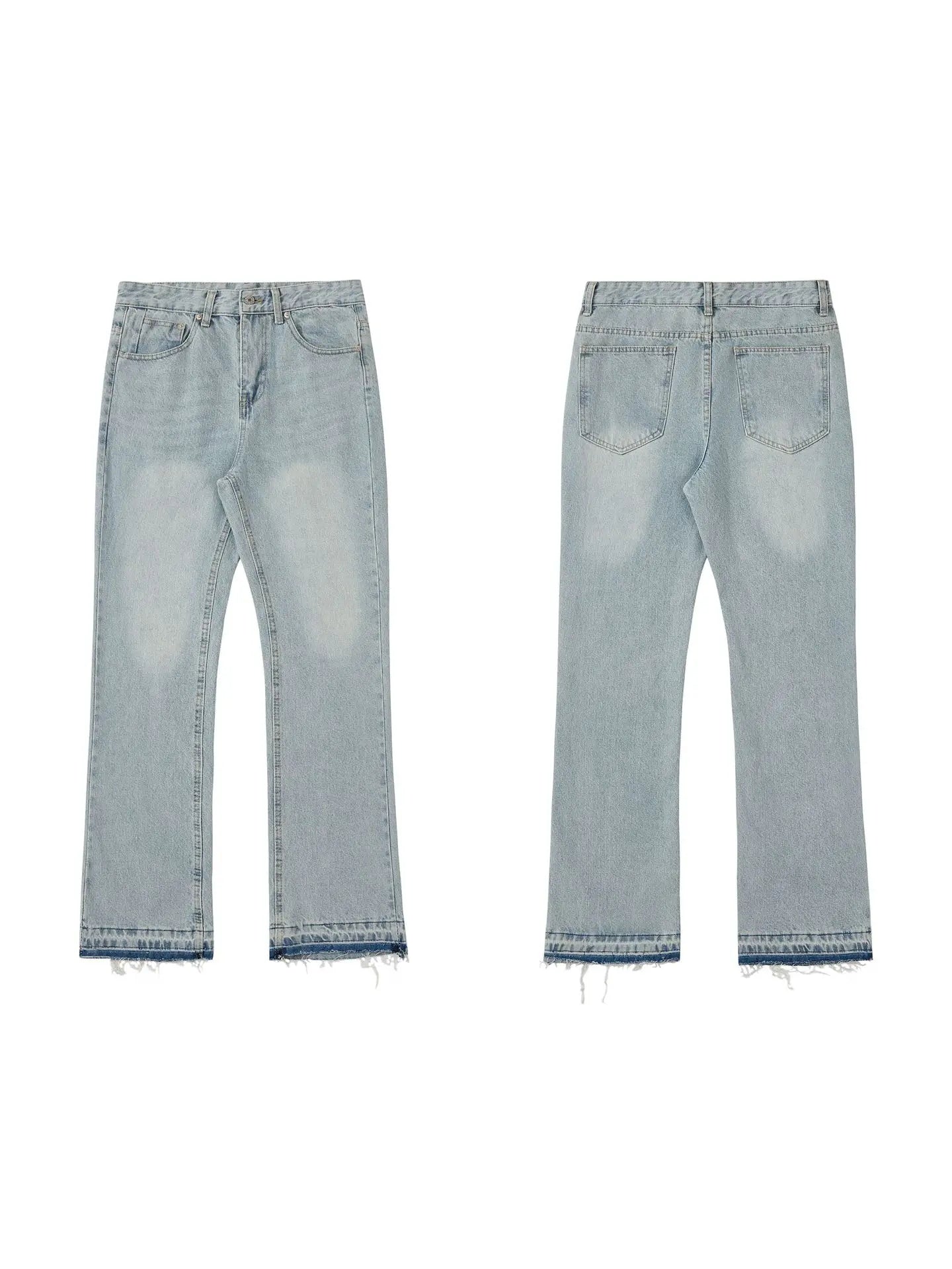 Wholesale Men's High Street Classic Casual Raw Distressed Denim Jeans Slim Ripped Straight Breathable Windproof Pants Autumn