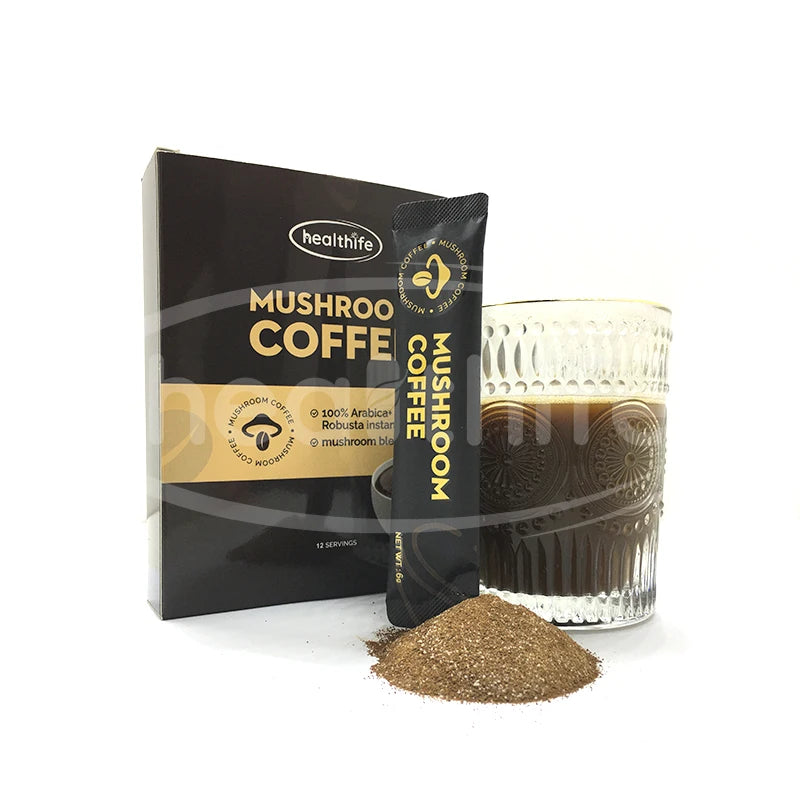 Healthife OEM Private Formula Instant Cordyceps Reishi Lion's Mane Maitake and Chaga 6 in 1 Mushroom Coffee
