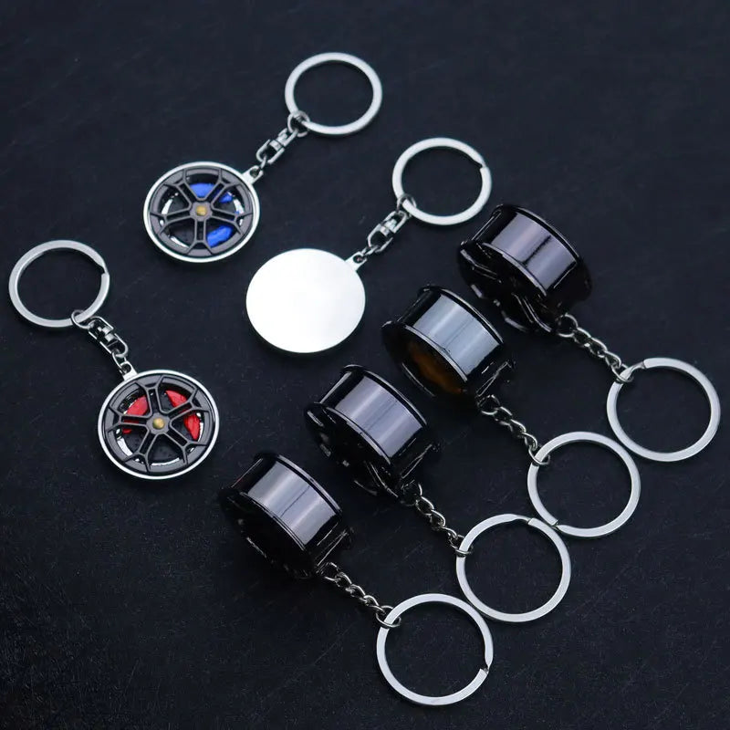 Wholesale Auto Car Part Keychain Custom Logo Rotatable Wheel Hub Keychain