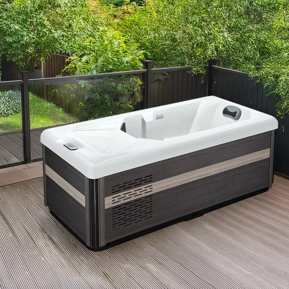 Sunrans Freestanding Outdoor Ice Bath Tub Ergonomic Design Body Relaxing Cold Plunge with Chiller and Filter