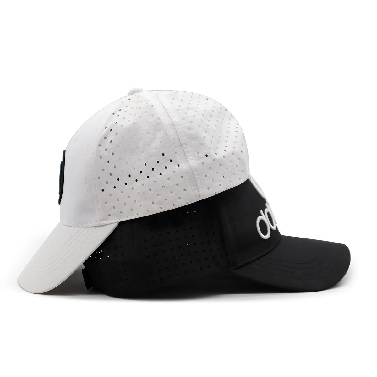 Curved Bill Brim Waterproof Performance Laser Cut Golf Baseball Caps With Dot Pattern Checked Sport Hats Breathable Laser Hole