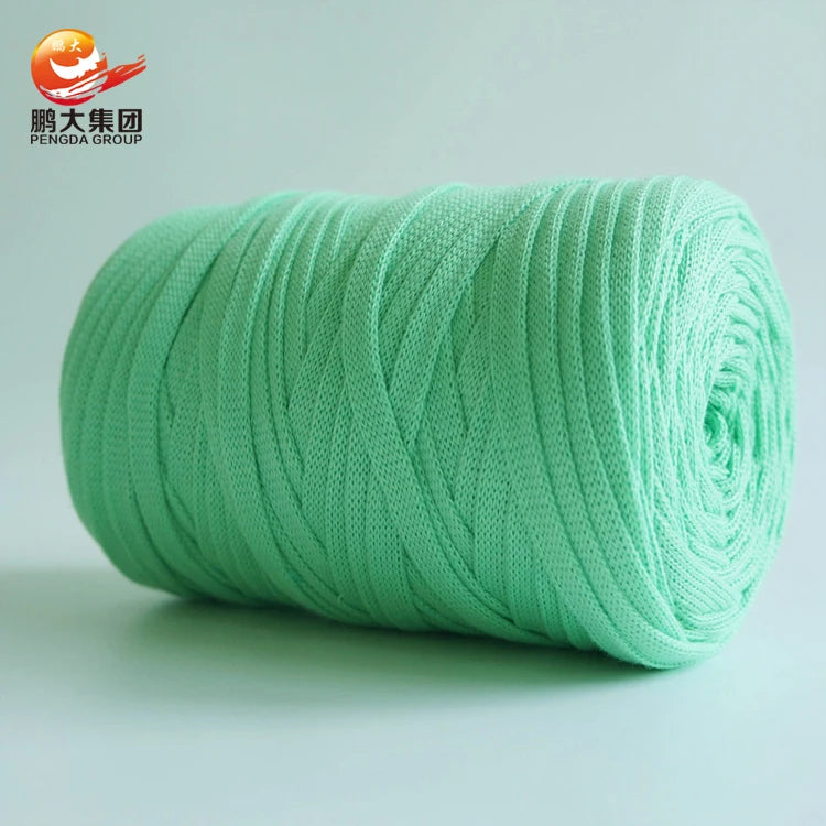 China Manufacturer Hand Knitting Crocheting 100m Roll 6mm 100% Polyester Flat Yarn