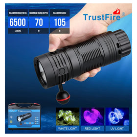 Professional Scuba Equipment TrustFire DF50S 6500Lm Underwater Photography Cave Diving Rechargeable LED Diver Torch Flashlight
