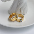 High End Tarnish Free PVD Gold Plated Cubic Zirconia Heart Stainless Steel Rings Trendy Jewelry Waterproof Gold Jewelry