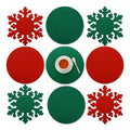 8 Pieces Red and Green Round Christmas Kitchen Mats  Dinner Xmas Table Mat Accessory Heat Insulation Non Slip Mats