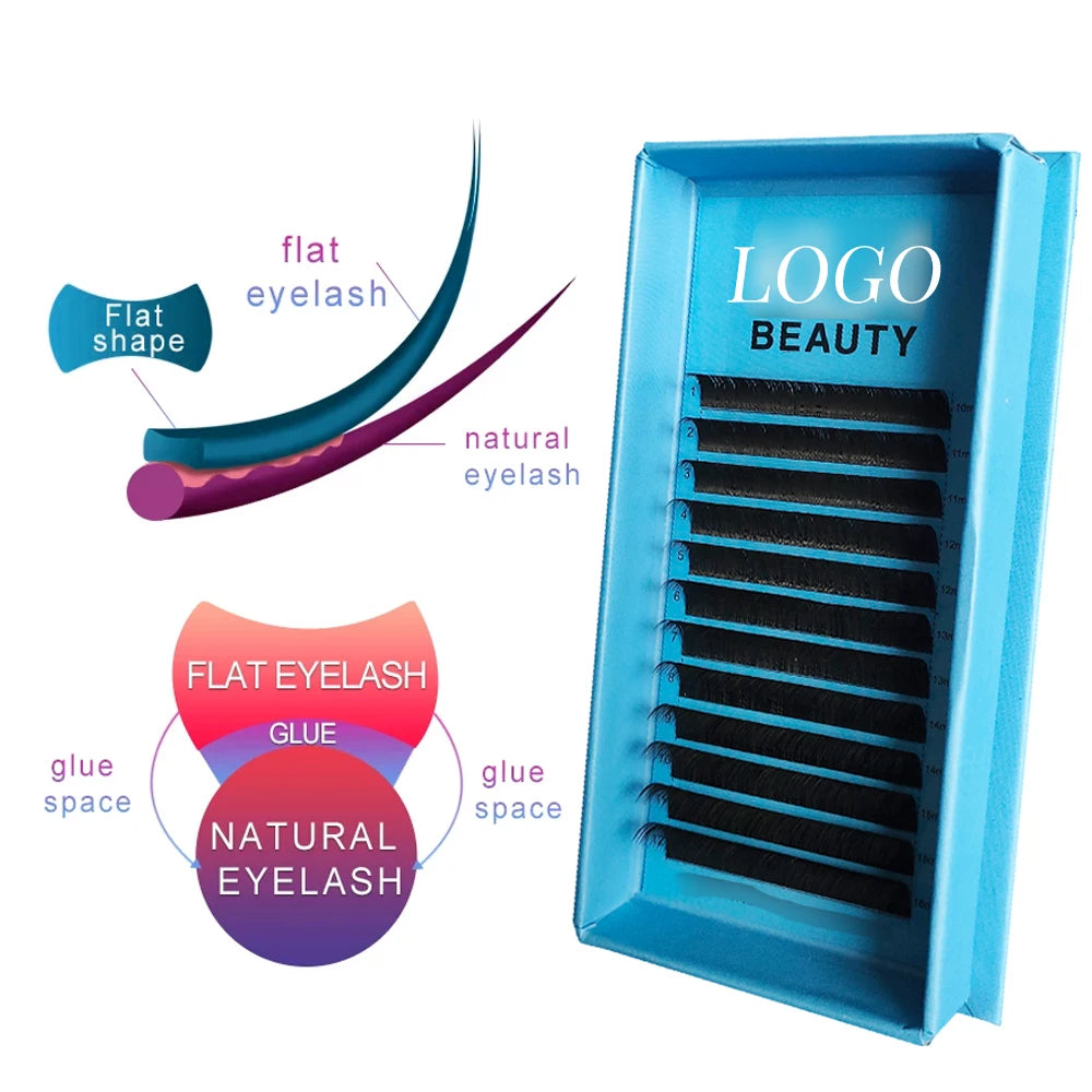 Professional Cashmere Split Tips Ellipse Matte Black Flat Soft Lashes Individual 0.20Mm Ellipse Flat Eyelash Extensions