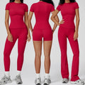 Trendy High-Stretch Breathable Brushed 4pcs Set Active Wear Casual Comfortable Versatile Workout Outfits for Yoga Women