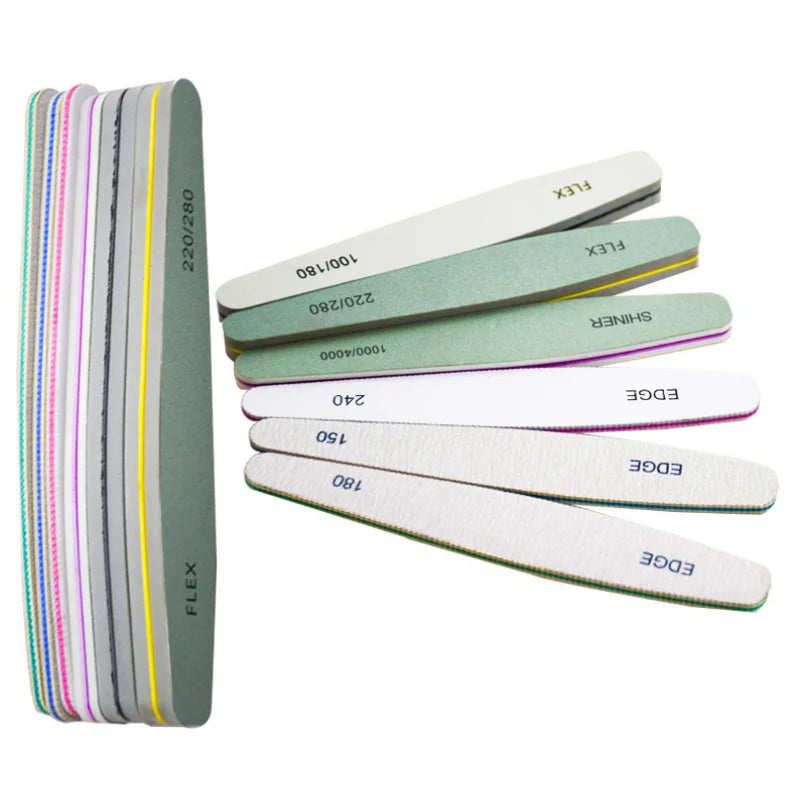 100/150/180/220/240/280/1000/4000 6pcs Nail File Set Foam Nail File Professional Sponge Polishing Nail Buffer