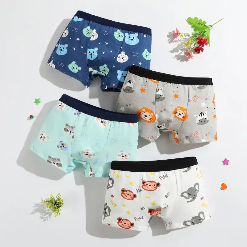 Hot Sale Customize Seamless Kid Underwear Children Underpant Cartoon Print Brief Children Boxers Boys Boxer Briefs Black Xl