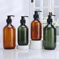 Plastic Manufacture 300ml 500ml Amber Dark Green Plastic Pump Bottles for Hand Sanitizer Body Wash Bottle Shampoo Bottle