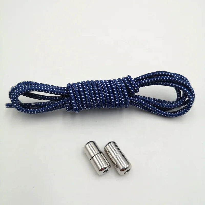 Hot Selling Premium Sport Shoe Laces New Style Elastic Cord Flat Printed Polyester Metal Lock Transparent Tips 26 Colors 100cm