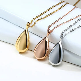 DUYIZHAO Titanium Stainless Steel Tear Water Drop Shape Urn Necklace Cremation Jewelry for Ashes Jewelry