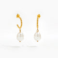 New Trendy Earring Rope Chain Hoop Pearl Earring Elegant Drop Earring Stainless Steel Jewelry