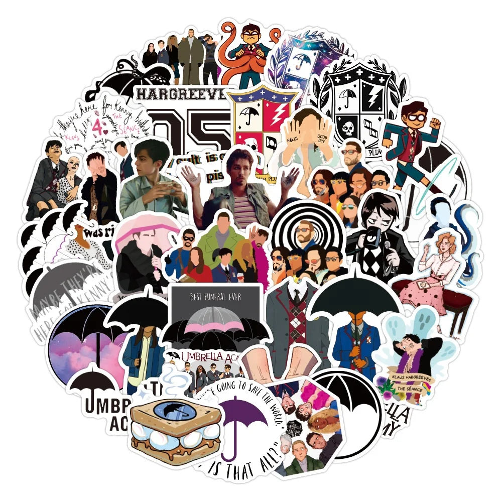 50Pcs New Hot The Umbrella Academy Decor Sticker For Diy Table Fridge Luggage Laptop Notebook Bottle Vinyl Stickers