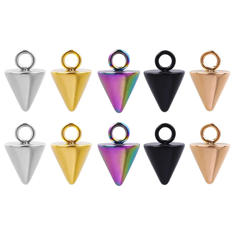 18K Gold Vacuum Plated Stainless Steel Cone Pendant DIY Necklace Jewelry Making Fashion Jewelry Pendants Charms Unisex Wholesale