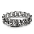 KALEN 220mm Punk Stainless Steel Lion Head Pattern Link Bracelets for Men