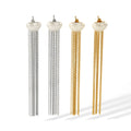 French Elegant Heart Pearl Long Thin Tassel Shaped 18K Gold Plated Stainless Steel Waterproof Tassel Earrings for Women