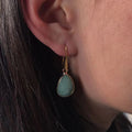 Customized Raw Stone Healing Crystal Teardrop Pendant Earrings Gold Filled Hook Earrings