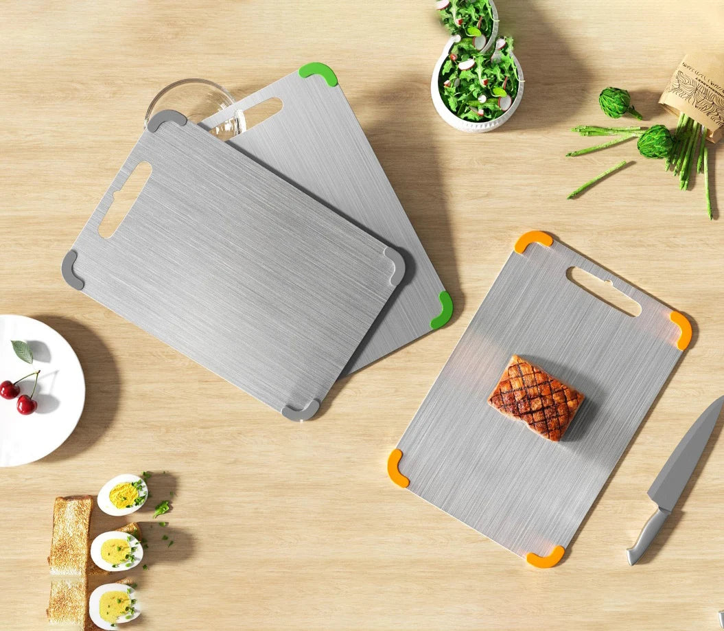 Hot Sale 304 Stainless Steel Cutting Board Healthy Rectangular Chopping Block with Round Corners Rectangle Shape