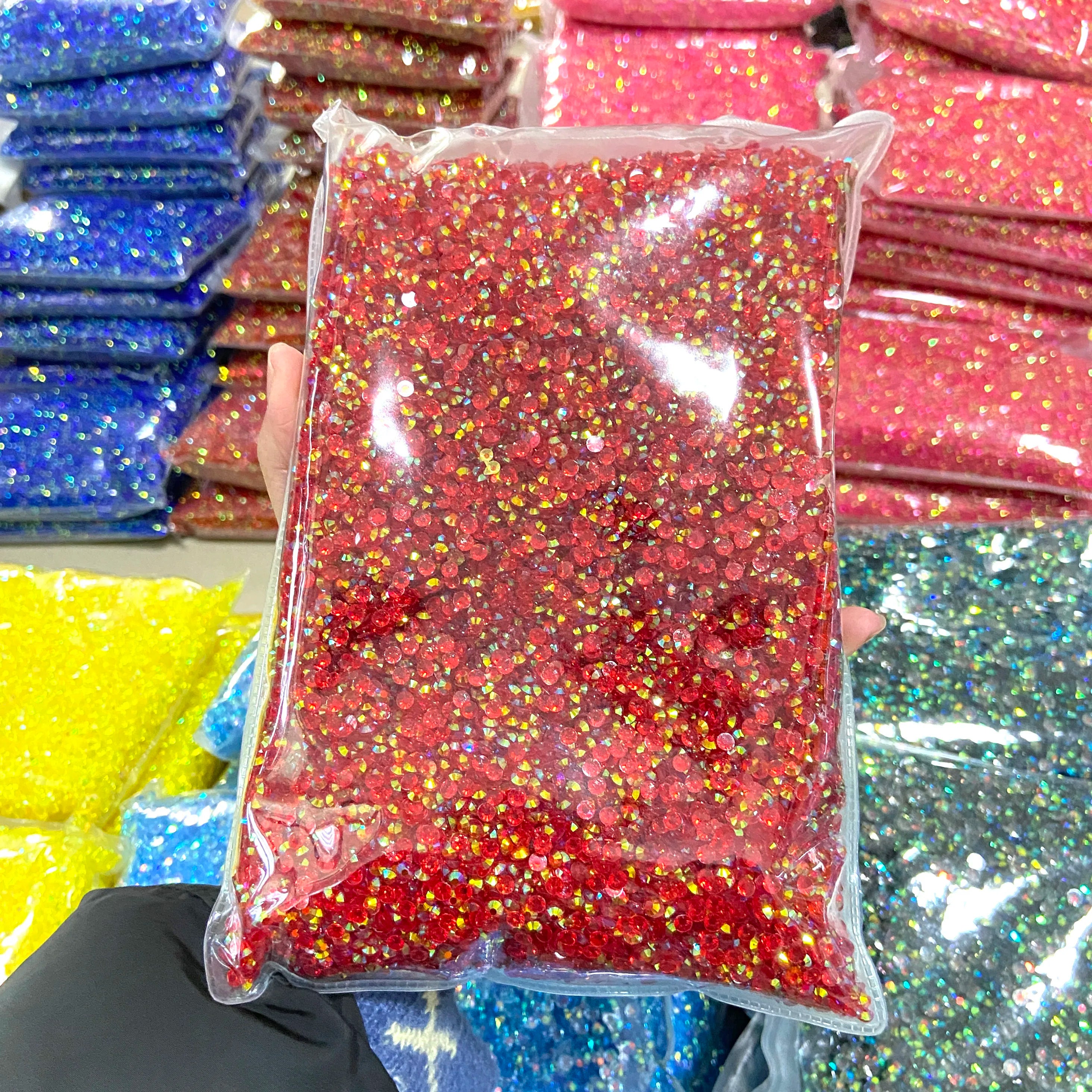 XULIN Wholesale Transparent Bottom Flat Back Loose Jelly Resin Rhinestones Stones in Bulk