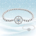 Blue Zirconia Snowflake Bracelet 925 Sterling Silver Round Bead Chain for Women Fashion Basic Bracelets Christmas Gift Hot Sale