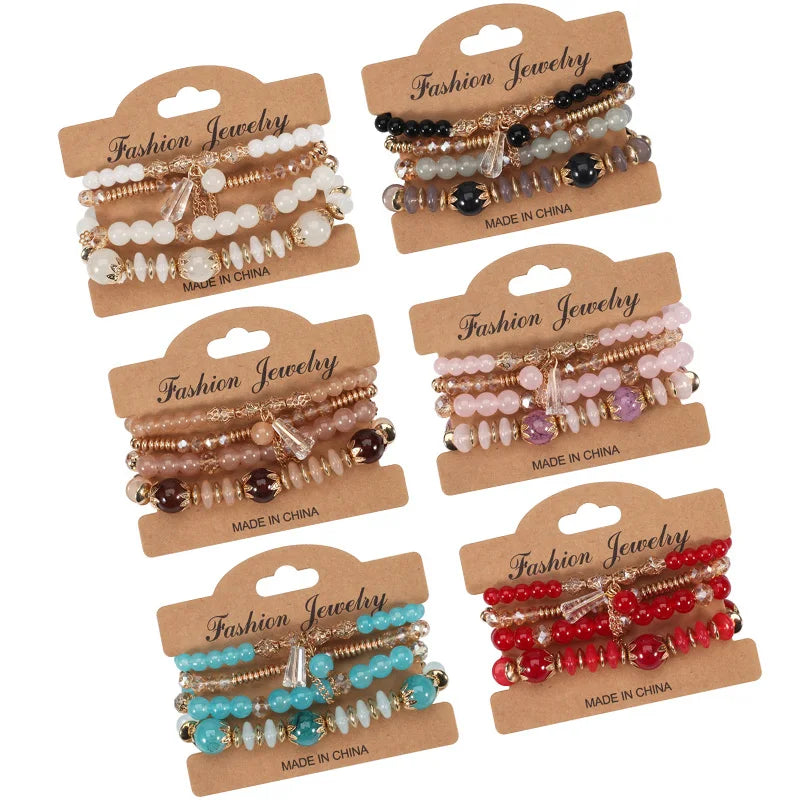 DAIHE Creative Multi-layered Beaded Crystal Bracelet Boho Fashion Jewelry Bead Bracelets