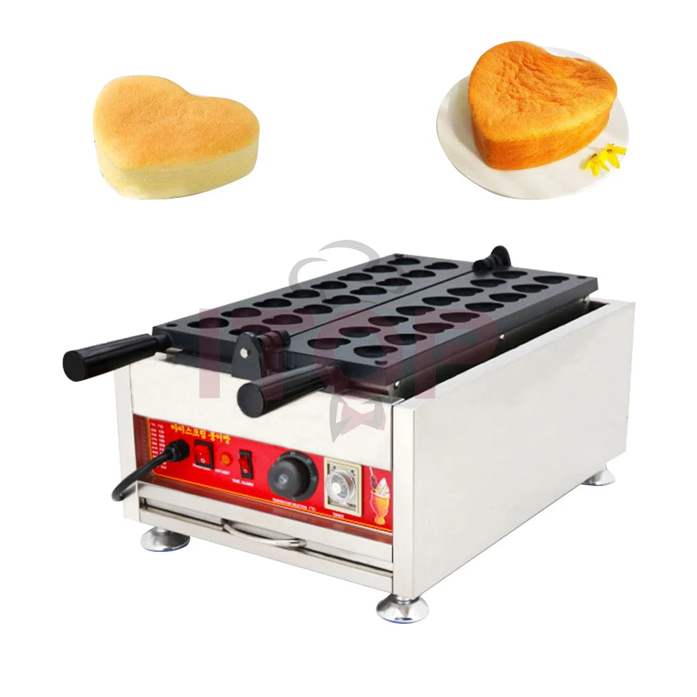 Snack Bakery Equipment 110V 220V Non-Stick Commercial Belgium Lolly Mini Heart Shape Waffle Maker Machine With Custom Plate
