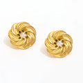 18K Gold Plated Stainless Steel Twist Sunflower Round Stud Earring Trendy Geometric Shape Jewelry Wholesale