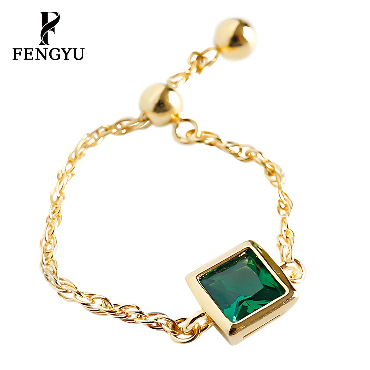 Fine 18k Gold Zircon Rings for Women 925 Sterling Silver Fashion Girls Gemstone Chain Adjustable Ring Custom Jewelry Wholesale