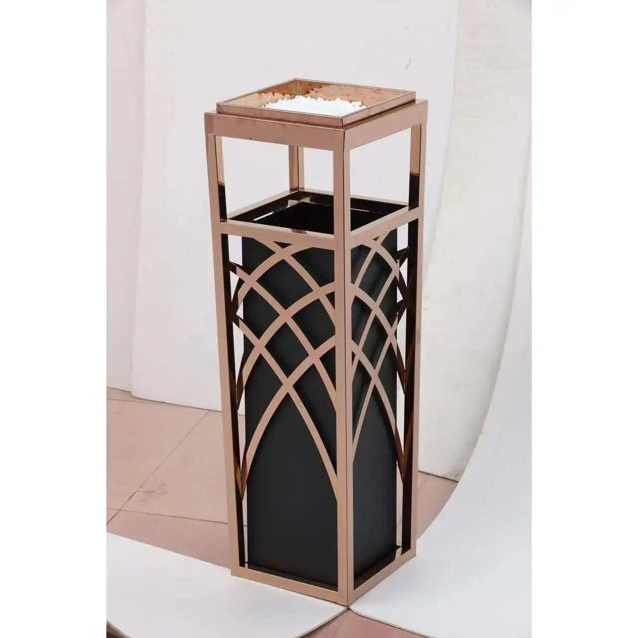 High-grade Stainless Steel Square Storage Bucket Trash Can China Origin for Hotel Lobby Elevator Entrance Shopping Mall Corridor