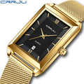 2022 CRRJU Watch 2197 New Men Top New Luxury Square Golden Quartz Stainless Steel Waterproof Wrist Watch Relogio Masculino