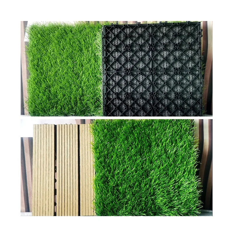 Synthetic Turf Flooring Carpet Grass Tiles Artificial Grass Interlocking Tiles WPC Deck Tiles