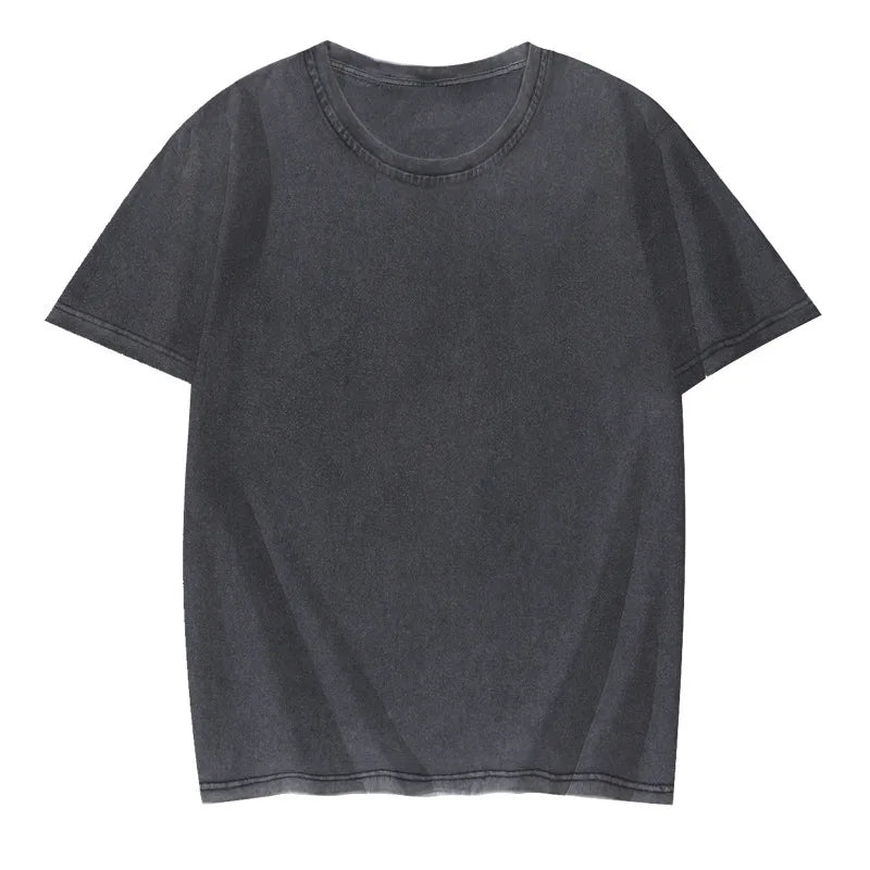 Men Custom Acid Wash T Shirts Black Mens 100 Cotton Oversized Acid Enzyme Wash T Shirt Vintage Tshirts for Men