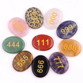 Fashion Style 35*45MM Elliptical Special Text Laser Engraved Stone Tray Pocket Gemstones Stone Crystal Jewelry for Gifts