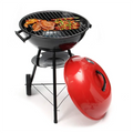 Outdoor Portable Adjustable Height BBQ Grill with Red Pot Lid Apple Shaped Charcoal Grill Folding Design for Home Use