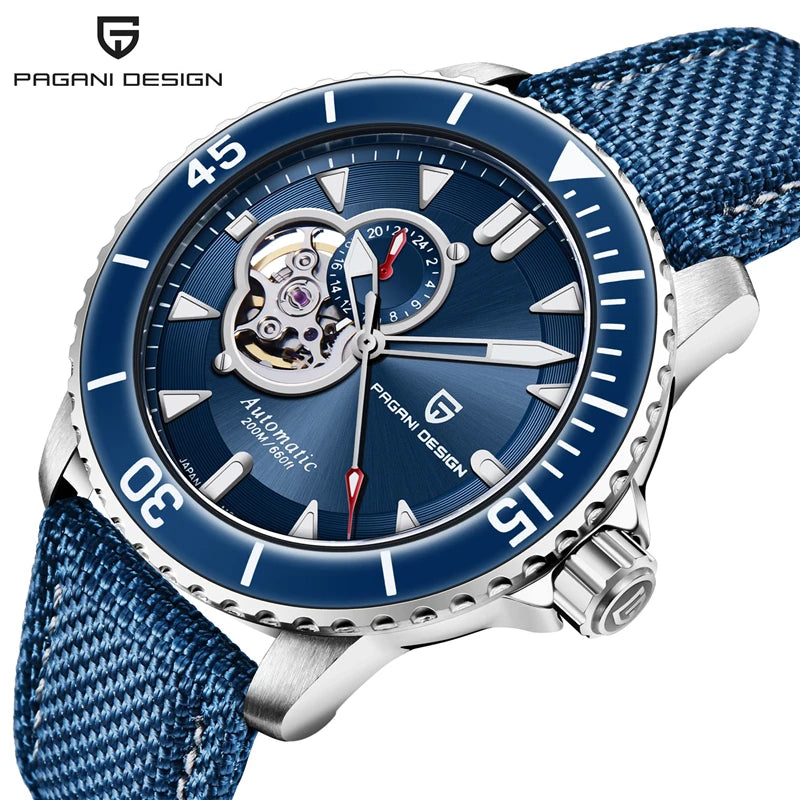 New PAGANI DESIGN Top Brand Men Automatic Mechanical Watches NH39A Blue Watch Men 100M Waterproof Business Watch Reloj Hombre