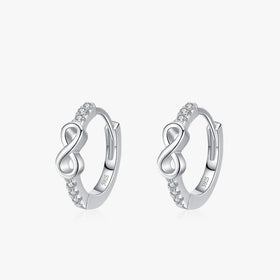 Ailmay 925 Sterling Silver Infinity Love Infinite Ear Buckles for Women Clear CZ Hoop Earrings Wedding Engagement Fine Jewelry
