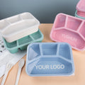 Custom Logo Snackle School Picnic Outdoors Travel Salad Fruit Dessert Lunchable Container Lunch Box Wheat Straw Bento Spoon Food