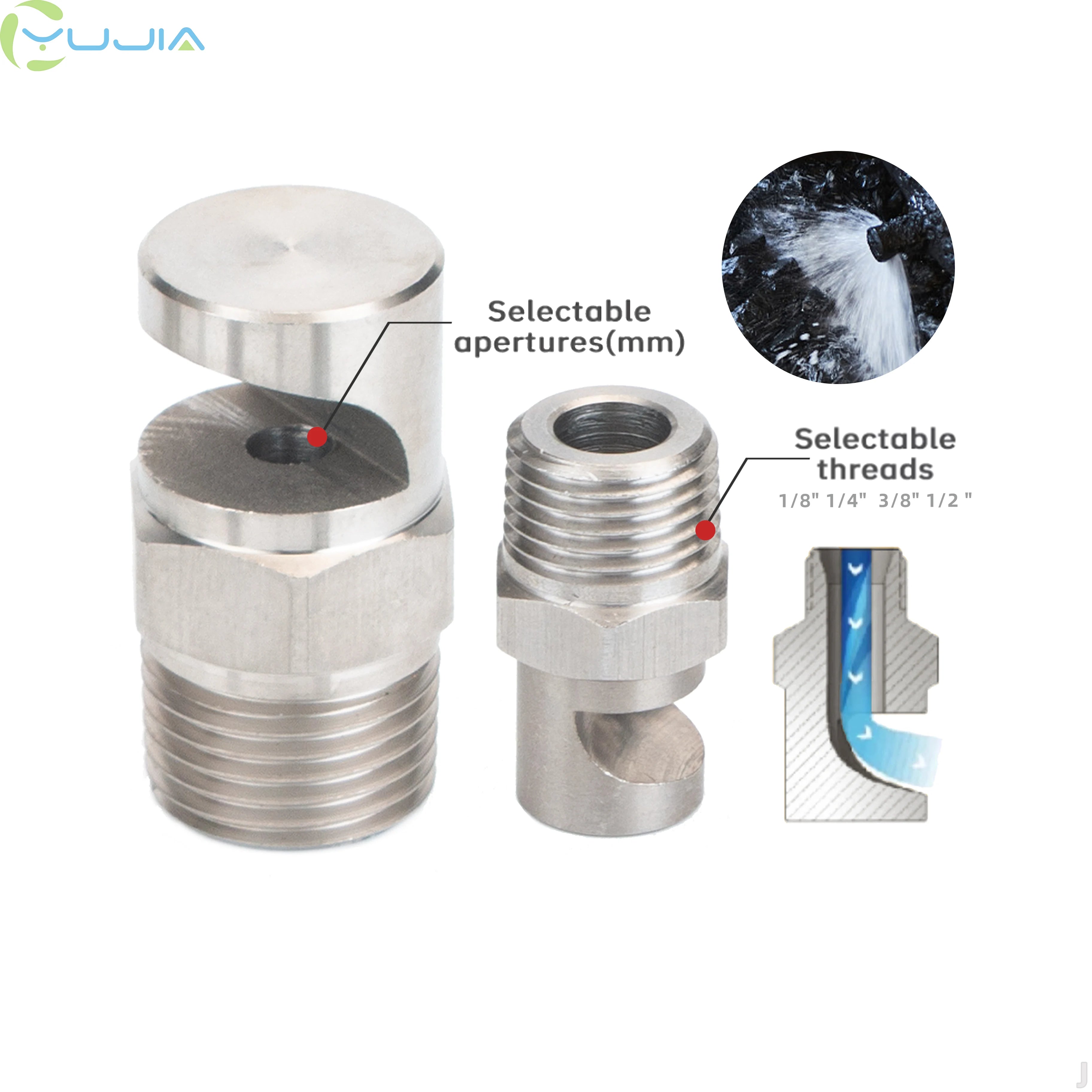 Stainless Steel K-Type Wide Angle Flat Fan Nozzle Water Spray Nozzle for Industrial Cleaning & Water Curtain