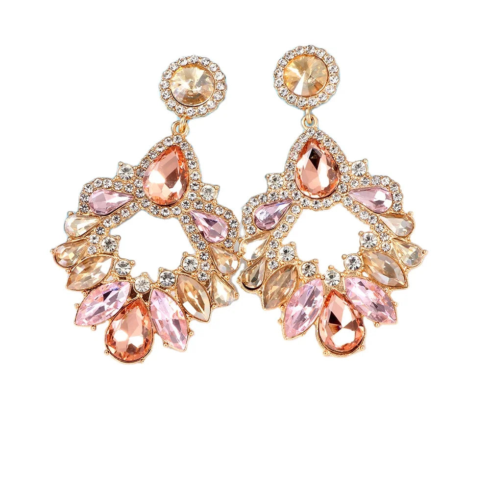 Fashion Jewelry Boho Vintage Rhinestone Glass Drill Dangle Earrings Luxury Pendant Earrings for Women
